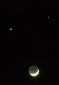 ดวงจันทร์ ดาวศุกร์ และดาวพฤหัสบดี เมื่อวันที่ 1 ธันวาคม 2551 (ภาพ กิตติคุณ เซ็นสาส์น)