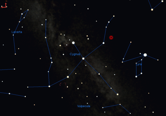 ตำแหน่งของดาวเคไอซี 9832227 (KIC 9832227) อยู่ในกลุ่มดาวหงส์ 