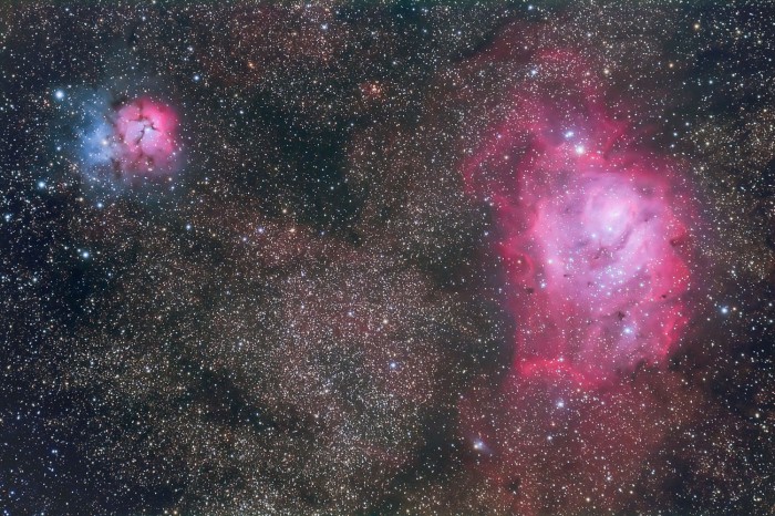 เนบิวล่าสามแฉกและเนบิวล่าทะเลสาบ Trifid Nebula(M20) and Lagoon Nebula (M8)
