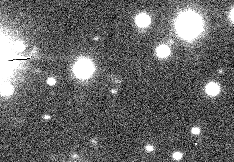 S/2003 S1 ดวงจันทร์ใหม่ล่าสุดของดาวเสาร์ ถ่ายเมื่อวันที่ 5 กุมภาพันธ์ด้วงกล้องซุบะรุขนาด 8.3 เมตร ภาพทั้งสองถ่ายห่างกัน 38 นาที (ภาพจาก Scott S. Sheppard/University of Hawaii)