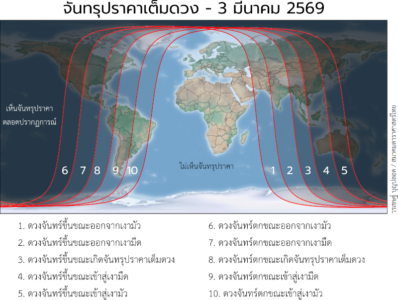 แผนที่การมองเห็นจันทรุปราคา 3 มีนาคม 2569